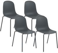 CLP Lot de 4 chaises empilables Hardin, Assise Ergonomique et Structure métallique, idéal pour Salle à Manger, Cuisine et Accueil | Couleur Gris foncé