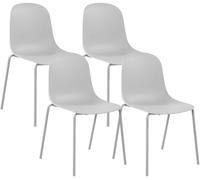 CLP Lot de 4 chaises empilables Hardin, Assise Ergonomique et Structure métallique, idéal pour Salle à Manger, Cuisine et Accueil | Couleur Gris Clair