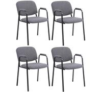 CLP Lot de 4 Chaises Empilables Ken Pro avec Accoudoirs Rembourrés, Chaises de Conférence en Tissu, Piétement Métal Noir Stable jusqu'à 150 kg, Couleur:Gris