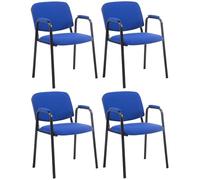 CLP Lot de 4 Chaises Empilables Ken Pro avec Accoudoirs Rembourrés, Chaises de Conférence en Tissu, Piétement Métal Noir Stable jusqu'à 150 kg, Couleur:Bleu