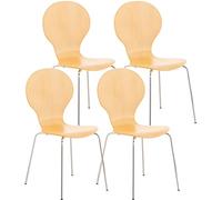 CLP Lot De 4 Chaises Empilables Robustes Diego I Chaises Empilables en Bois avec Dossier I Sičge Confortable Forme Ergonomique I Pratique, Couleur:Nature