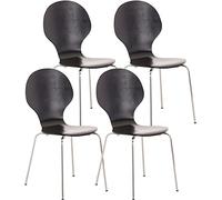 CLP Lot De 4 Chaises Empilables Robustes Diego I Chaises Empilables en Bois avec Dossier I Siège Confortable Forme Ergonomique I Pratique, Couleur:Noir