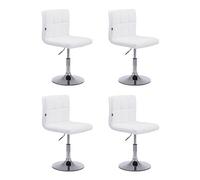 CLP Lot de 4 chaises lounge Palma V2 en similicuir ajustable et pivotant , Blanc