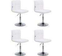 CLP Lot de 4 chaises lounge Palma V2 en similicuir ajustable et pivotant , Blanc Blanc G