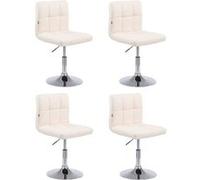 CLP Lot de 4 chaises lounge Palma V2 en similicuir ajustable et pivotant , Crème beige G