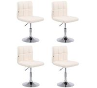CLP Lot De 4 Chaises Lounge Palma V2 en Similicuir I Chaise De Salon avec Siège Rembourré Pivotant Et Réglable en Hauteur I Piètement Métal, Couleur:crème