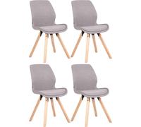 CLP Lot de 4 chaises Luna plastique tissu velours simili cuir,gris tissu