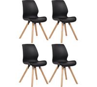 CLP Lot de 4 chaises Luna plastique tissu velours simili cuir,noir tissu
