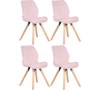 CLP Lot de 4 chaises Luna plastique tissu velours simili cuir,rose velours