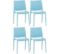 CLP Lot de 4 chaises Maya I Chaises empilables résistantes aux intempéries, supportant jusqu'à 130 kg, Couleur:Bleu Clair