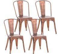 CLP Lot de 4 chaises métalliques empilables Benedikt , Cuivre marron G