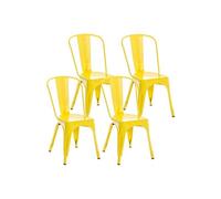 CLP Lot de 4 chaises métalliques empilables Benedikt , Jaune