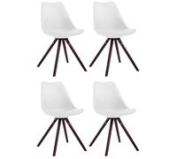 CLP Lot de 4 Chaises de salle à manger Toulouse Similicuir Pieds ronds bois , Blanc /Cappuccino Blanc G
