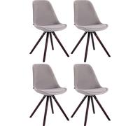 CLP Lot de 4 chaises Toulouse velours rond avec assise rembourrée et pieds ronds en bois,noir cappuccino