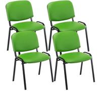 Lot de 4 chaises visiteur Ken en similicuir et piètement noir , Vert Vert G