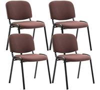 CLP Lot De 4 Chaises Visiteur Empilables Ken en Tissu I Chaise De Salle De Reception Confortable avec Dossier Pieds en Métal Robuste, Couleur:Marron