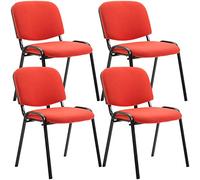 CLP Lot De 4 Chaises Visiteur Empilables Ken en Tissu I Chaise De Salle De Reception Confortable avec Dossier Pieds en Métal Robuste, Couleur:Rouge