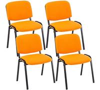 CLP Lot De 4 Chaises Visiteur Empilables Ken en Tissu I Chaise De Salle De Reception Confortable avec Dossier Pieds en Métal Robuste, Couleur:Orange