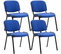 CLP Lot De 4 Chaises Visiteur Empilables Ken en Tissu I Chaise De Salle De Reception Confortable avec Dossier Pieds en Métal Robuste, Couleur:Bleu