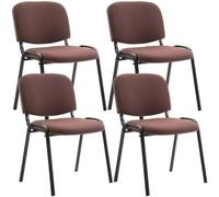 CLP Lot de 4 chaises visiteur Ken – empilables, tissu, dossier, pieds en métal robustes, Marron