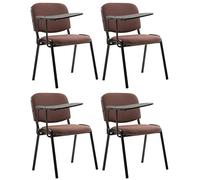 CLP Lot de 4 Chaises Visiteur Ken Tissu et Tablette Rabattable I Chaise Salle de Conférence Dossier et Assise Rembourrés, Couleur:Marron