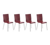 CLP Lot de 4 chaises visiteur Pepe en bois , Rouge Rouge
