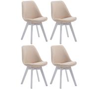 CLP Lot de 4 chaises visiteurs Borneo V2 Tissu avec rembourrage,blanc crème