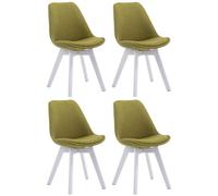 CLP Lot de 4 chaises visiteurs Borneo V2 Tissu avec rembourrage,vert blanc