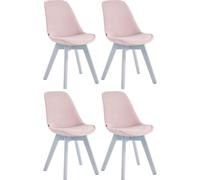 CLP Lot de 4 chaises visiteurs Borneo velours avec rembourrage,blanc crème