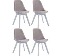 CLP Lot de 4 chaises visiteurs Borneo velours avec rembourrage,gris blanc