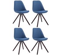 CLP Lot de 4 chaises visiteurs Toulouse Tissu Rond avec assise rembourrée et pieds ronds en bois,bleu cappuccino