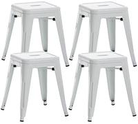 CLP Lot De 4 Tabourets Bas Armin en Métal I Sičge sans Dossier Empilable I Tabouret Bas Carré Multi Usage I Charge Max. 200 kg, Couleur:Blanc