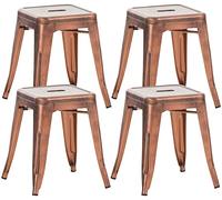 CLP Lot De 4 Tabourets Bas Armin en Métal I Sičge sans Dossier Empilable I Tabouret Bas Carré Multi Usage I Charge Max. 200 kg, Couleur:cuivre