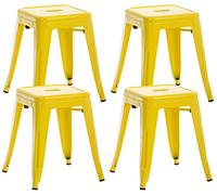 CLP Lot De 4 Tabourets Bas Armin en Métal I Sičge sans Dossier Empilable I Tabouret Bas Carré Multi Usage I Charge Max. 200 kg, Couleur:Jaune