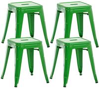 CLP Lot De 4 Tabourets Bas Armin en Métal I Sičge sans Dossier Empilable I Tabouret Bas Carré Multi Usage I Charge Max. 200 kg, Couleur:Vert