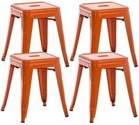 CLP Lot De 4 Tabourets Bas Armin en Métal I Siège sans Dossier Empilable I Tabouret Bas Carré Multi Usage I Charge Max. 200 kg, Couleur:Orange
