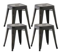 CLP Lot De 4 Tabourets Bas Armin en Métal I Sičge sans Dossier Empilable I Tabouret Bas Carré Multi Usage I Charge Max. 200 kg, Couleur:Noir/Or