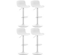 CLP Lot De 4 Tabourets De Bar Almada en Plastique I Chaises De Bar Réglables en Hauteur I Pied Trompette en Métal, Couleur:Blanc