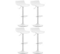 CLP Tabourets de bar Aveiro – Lot de 4, assise plastique, réglables, pied trompette, blanc
