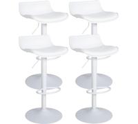 CLP Lot de 4 tabourets de Bar Aveiro Similicuir Chaise de Bar réglable en Hauteur avec Structure métallique I Tabouret de comptoir avec Repose-Pieds intégré, Couleur:Blanc