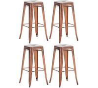 CLP Lot De 4 Tabourets De Bar Joshua I Tabouret De Bar Industriel Empilable Et Robuste I Repose-Pieds Structure A 4 Pieds I Hauteur Sičge 77 cm, Couleur:cuivre