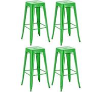 CLP Lot De 4 Tabourets De Bar Joshua I Tabouret De Bar Industriel Empilable Et Robuste I Repose-Pieds Structure A 4 Pieds I Hauteur Sičge 77 cm, Couleur:Vert