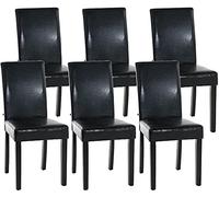 CLP Lot De 6 Chaises De Salle A Manger Ina en Similicuir I Assise Rembourrée I Chaise De Salon avec Pieds en Bois, Couleur:Noir, Couleur du Cadre:Noir