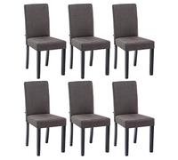 CLP Lot De 6 Chaises De Salle A Manger Ina en Tissu I Assise Rembourrée I Chaise De Salon avec Pieds en Bois, Couleur:Gris foncé, Couleur du Cadre:Noir