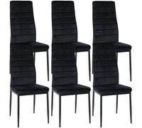 CLP Lot de 6 chaises de Salle à Manger Mayfair I Revêtement Velours ou Similicuir I Fauteuil rembourré I Chaise rembourré, Couleur:Noir, Matériel:Velours