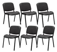 CLP Lot De 6 Chaises Visiteur Empilable Ken en Similicuir I Chaise De Récéption Confortable avec Dossier Pieds en Métal Robustes, Couleur:Gris