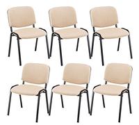 CLP Lot De 6 Chaises Visiteur Empilables Ken en Tissu I Chaises De Salle D'Attente avec Assise Et Dossier Rembourré I Pieds en Métal, Couleur:crème