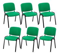 CLP Lot De 6 Chaises Visiteur Empilables Ken en Tissu I Chaises De Salle D'Attente avec Assise Et Dossier Rembourré I Pieds en Métal, Couleur:Vert