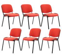 CLP Lot De 6 Chaises Visiteur Empilables Ken en Tissu I Chaises De Salle D'Attente avec Assise Et Dossier Rembourré I Pieds en Métal, Couleur:Rouge