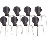 CLP Lot De 8 Chaises Empilables Robustes Diego I Chaises Empilables en Bois avec Dossier I Siège Confortable I Hauteur Assise 45 cm, Couleur:Noir